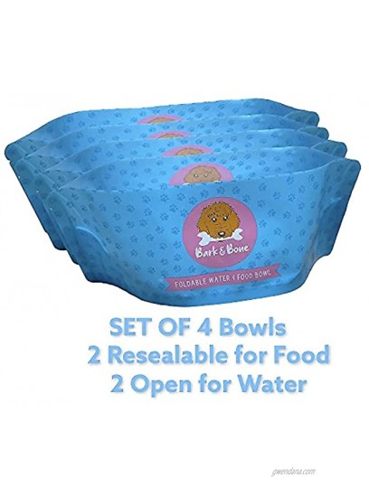 New! 4 Travel Dog Bowls Collapsible & Foldable to Fit in Your Pocket! Portable Dog Bowls are a Must Have for Traveling or Camping. Pack of 4 2 Open Top & 2 Resealable