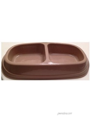 Sterlite Double Pet Dish Small Brown Color BPA Free Dog Cat Animal Feeding Portable Travel Bowl Made in USA