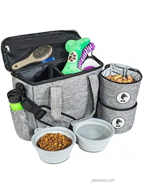 Top Dog Travel Bag Airline Approved Travel Set for Dogs Stores All Your Dog Accessories Includes Travel Bag 2X Food Storage Containers and 2X Collapsible Dog Bowls Black