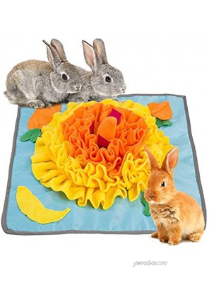 20 × 20 Rabbit Foraging Mat with Fixing Handle- Machine Washable Polar Fleece Pet Snuffle Pad Funny Interactive Nosework Feeding Mat Treat Dispenser for Rabbits Bunny Guinea Pigs Ferrets Chinchillas