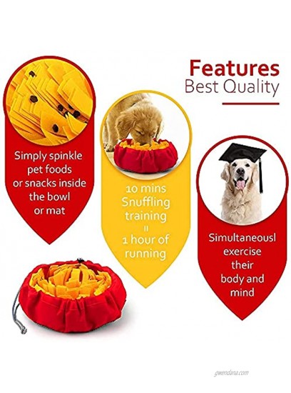 AWOOF Snuffle Mat for Dogs,Dog Feeding Mat Dual Use Portable Training Blanket for Consuming,Dog Puzzle Toy Encourages Natural Foraging Skills,Yellow Round Dog Sniffing Mat,Dog Nosework Mat