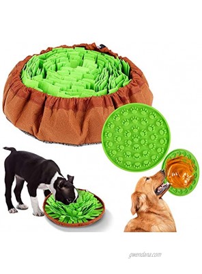 FiGoal 2IN1 Dog Pet Snuffle Mat with Dog Lick Pad for Dogs Interactive Puzzle Dispenser Toys Slow Feeding Mat Dogs Bowl Travel Use Indoor Outdoor Stress Relief