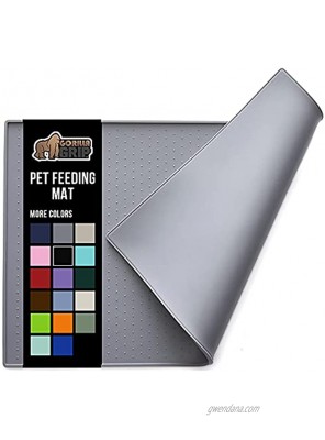 Gorilla Grip Silicone Pet Feeding Mat Waterproof Raised Edges to Prevent Spills Easy Clean Dogs and Cats Slip Resistant Placemat Tray to Stop Food and Water Bowl Messes on Floor