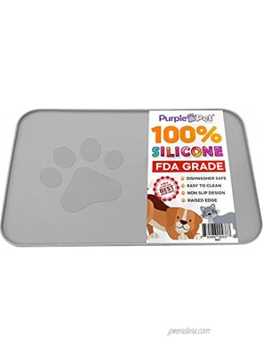 iPrimio Extra Large Pet Feeding Bowl Mat with Logo FDA Silicone Hygienic and Safe for Allergic Dogs and Cats Prevent Pet Water Food Spills Spill Edge Protect Floor Non Slip