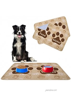SCENEREAL Waterproof and Non-Slip Dog Food Mat 2 Packs Pet Feeding Mat Dog Cat Bowl Mat for Food and Water Absorbent Washable Reusable Pee Pads for Dogs Puppy Training Pads