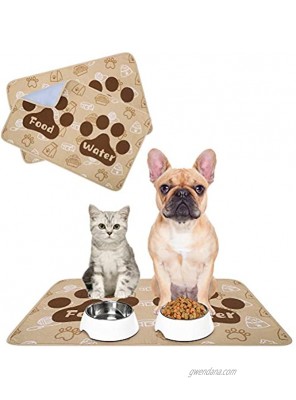 SCENEREAL Waterproof Dog Cat Food Mat 2 Packs Non-Slip Pet Feeding Mat Dog Cat Bowl Mat for Food and Water Absorbent Washable Reusable Pee Pads for Dogs Puppy Training Pads
