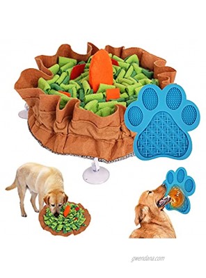 Snuffle Mat for Dogs and Dog Food mat 2-Piece Set for Small and Medium Large Size Dog Encourages Natural Foraging Skills and Stress Relief