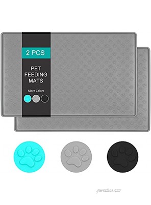 TORASO 2 Pack18"x12" Silicone Waterproof Pet Feeding Mats Food Mats Pet Placemat for Dog and Cat Mat for Prevent Food and Water Overflow Non Slip Washable Easy Clean