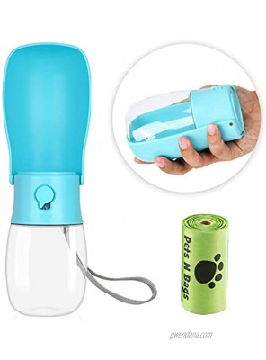 Dog Water Bottle Foldable Dog Water Dispenser for Walking with Dog Waste Bag Portable Pet Water Bottle for Travel BPA Free Water Bottle for Cat Rabbit,Puppy and Other Animals10 Oz