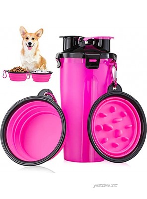 Dog Water Bottle for Walking Portable Water Bottle for Dogs with Collapsible Dog Water Bowl and Slow Feeder Bowl for Travel