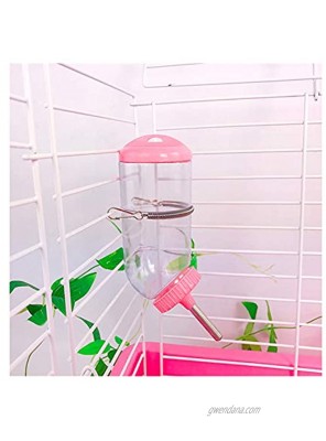 NACOCO Dog Hamster Drinking Fountain Cat Bottle No Dripping Bunny Water Feeding Hang Cage Pet Automatic Water Feeder for Small Animals Rabbit L Pink