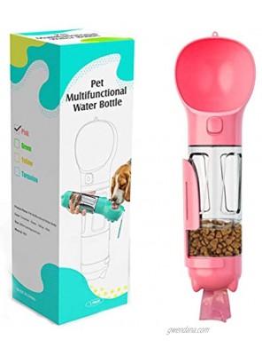 Portable Dog Water Bottle,4-in-1 Dog Water Dispenser with Food Container,Water Bottle Poop Shovel,Garbage Bag for Travel Walking Hiking Backpack Pet Water Bottle for Small Large Dog Cat Puppy