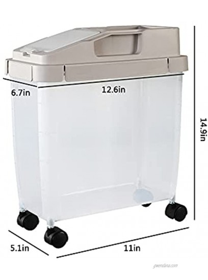 20Lb Airtight Rice Storage Container with Wheels Dry Food Cereal Flour Storage Bin Sealed 12Lb Cat Dog Pet Food Tank Organizer Coffee
