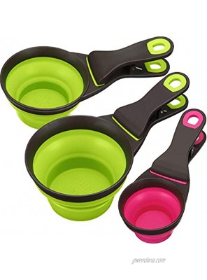 3 Pieces Collapsible Pet Scoop Silicone Measuring Scoops for Dog Cat Food Water in 3 Sizes 1 Cup 1 2 Cup and 2 Cup Capacity