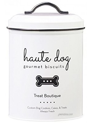 Amici Pet Haute Dog Gourmet Biscuits Metal Storage Canister Food Safe Push Top Lid 72 Fluid Ounce Capacity