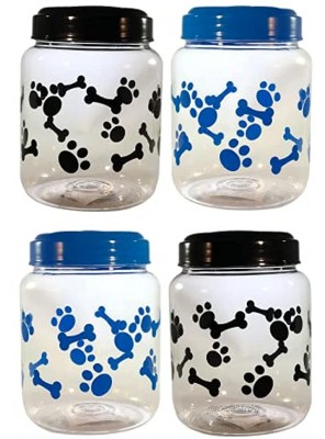 BPA Free Plastic Airtight Pet Dog Treat & Food Storage Containers Canisters with Lids 2 Black 2 Blue 4 Pack