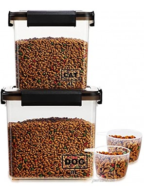 Dog Food Storage Container,Lockcoo 2-Pack Airtight Pet Cat Food Storage Containers with Measuring Cup,Portable Carrying Handle Container for Dog Treats,Dog Cat Dry Food Bin,Kitchen Container8L+4L