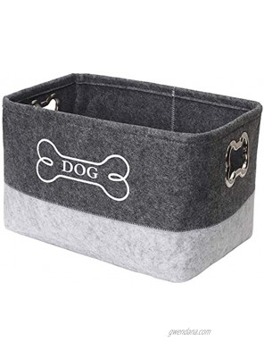 Geyecete Dog Toys Storage Bins Felt pet Baskets,Dog Toy Box Large with Designed Metal Bone-Shaped Handle,Organizer Storage Basket Stitching