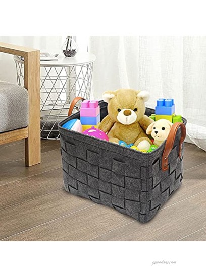 Morezi Medium Felt Dog Toy Box Dog Toy Chest Dog Storage Basket Perfect for organizing pet Toys Blankets leashes Coat and Dry Dog Treats Bone