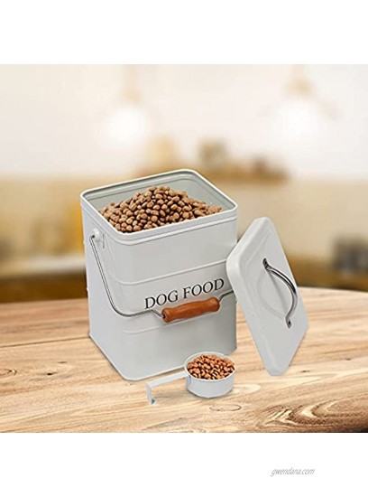 Morezi Pet Treat and Food Storage tin with lid and Scoop Included White Powder Carbon Steel pet Food bin Storage Canister tins