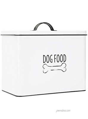 OUTSHINE White Farmhouse Dog Food Bin Can Be Personalized | Dog Food Storage Container with Lid | Powder Coated Carbon Steel | Cute Pet Food and Treat Canister | Gift for Dogs and Owners