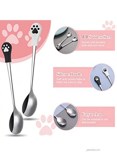 Romooa 6 Pieces Dog Cat Food Spoon Pet Food Can Spoon Set Include 2 Pieces Multifuctional Pet Can Openers and 4 Pieces 18 8 Stainless Steel Pet Food Spoons with Silicone Dog Claw Handle