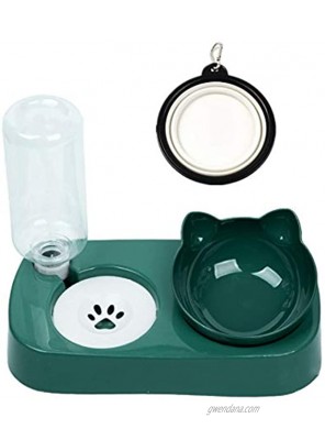 Aebor Gravity Water Bowl Cat Dog，Anti Wet cat Dog Mouth pad Anti-Slip Base Pet Automatic Water Dispenser with Detachable Bowl and 500ml Water Bottle Pet Feeder for Small Medium Size Dog Cat Green
