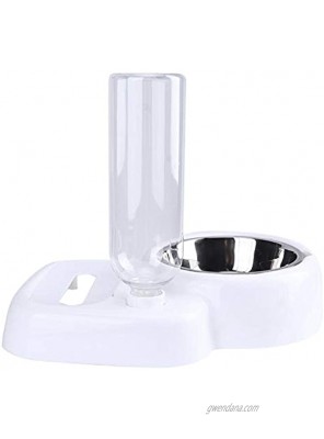 Automatic Pet Feeder Plastic Auto Pet Food Water Bowl Neck Guard Heightening Bowl Separate Design Stainless Steel Bowl Feeding Automatic Feeder Drinking Fountain for Small Dogs Cats and etcWhite