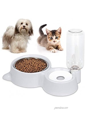 Dog Cat Bowls Food and Water Bowls Set Automatic Water Dispenser Durable & Detachable Stainless Feeder Double Pet Bowls for Small Cats and Dogs Puppies