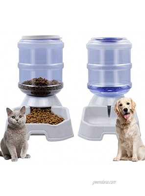 DR.DUDU Cat Dog Automatic Feeding Dispenser & Water Bowl Large Capacity Automatic Feeding Food Water Dispenser Drinking Fountain for Pets Square
