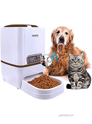 Iseebiz 6L Automatic Pet Feeder Cat Dog Food Dispenser Hopper 4 Meals a Day with Voice Recorder Portion Control Timer Programmable Food Dispense Remind IR Detect for Medium Large Cats Dogs