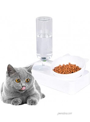 kathson Cat Gravity Water & Food Bowls 15°Tilt Design Automatic Water Dispenser Protect Pet's Spine Anti Vomiting for Medium and Small Pets