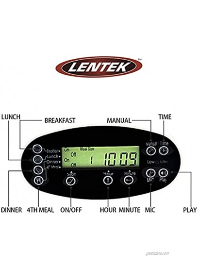 Lentek PD07 Automatic Feeder Programmable Five Meal Pet Dispenser Wet or Dry Food with Voice Recorder and Speaker for Dogs Cats Rabbits and More 25 oz Capacity White Black