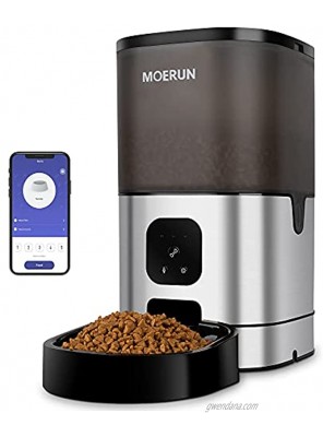 MOERUN Automatic Cat Feeder 9L Timed Pet Food Dispenser with Stainless Steel Body Clog-Free Design Programmable Portion Control 1-4 Meals per Day & 20s Voice Recorder for Cats and Dogs