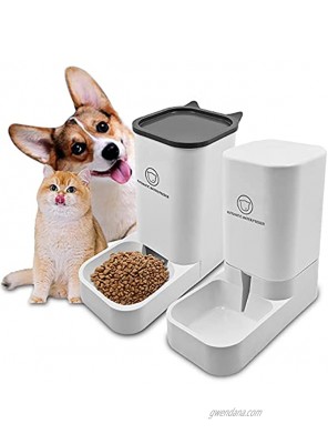 Pet Food Feeder and Water Feeder Set Self-Dispensing Gravity Dog Automatic Feeders Cat Water Dispenser for Large Middle Small Cats Dogs Kitten Puppy