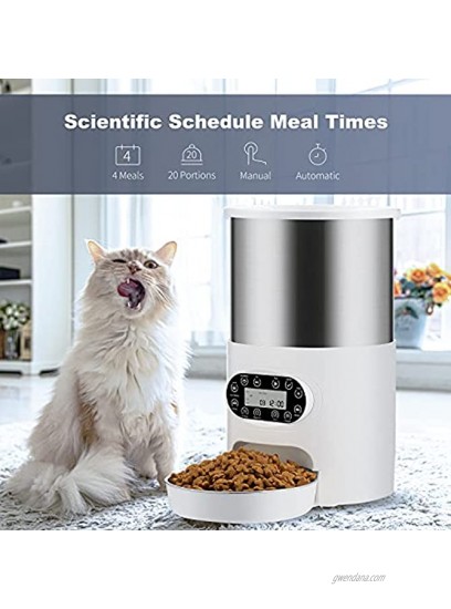 Segorts Automatic Cat Feeder with Timer 4.5L Pet Food Dispenser with Stainless Steel Bowl -1-4 Meals per Day Low Food LED Indication Dual Power Supply & Voice Recorder for Small & Medium Pets
