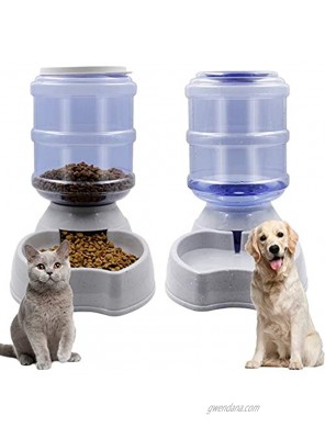 Zcaukya Automatic Cat Feeder and Water Dispenser Set 1 Gal x 2 Gravity Dog Water Fountain Pet Food Feeder