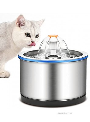 Cat Water Fountain Stainless Steel 2.5L 84oz Pet Water Fountain with Ultra-Quiet Pump Automatic Drinking Fountain Water Fountain for Cats Dogs Multiple Pets