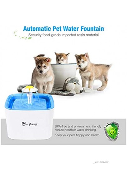 isYoung Pet Water Fountain 84Oz 2.5L Super Quiet Automatic Electric Water Dispenser Healthy and Hygienic Cat Drinking Fountain with 2 Replacement Filters for Dogs Cat and Small Animals