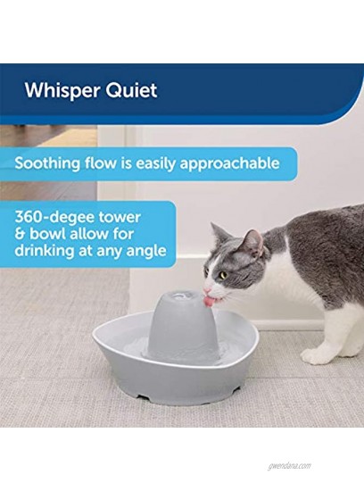 PetSafe Creekside Ceramic Pet Fountain – for Cats and Small Dogs – 60 Oz Water Capacity – Whisper-Quiet Water Flow – Great for Shy or Timid Pets – Fresh Filtered Water