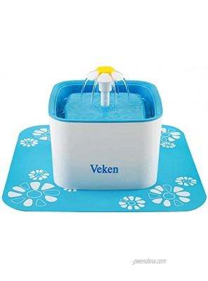 Veken Pet Fountain 84oz 2.5L Automatic Cat Water Fountain Dog Water Dispenser with 3 Replacement Filters & 1 Silicone Mat for Cats Dogs Multiple Pets