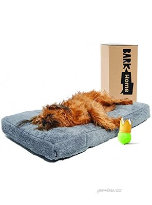 BarkBox Tufted Soft Foam Dog Bed Orthopedic Crate Pillow Cushion for Dogs & Cats Machine Washable Cover with Water-Resistant Lining Includes Squeaker Toy