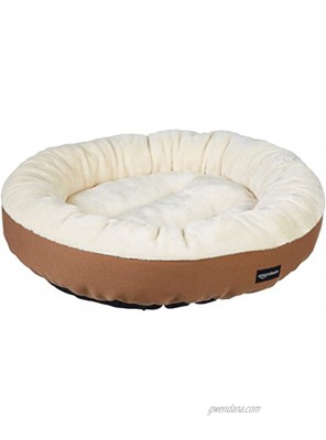 Basics Round Bolster Dog or Cat Bed with Flannel Top