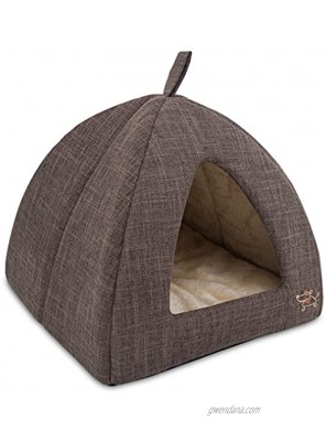 Best Pet Supplies Pet Tent Soft Bed for Dog & Cat Inc. Brown Linen 16 x H: 14