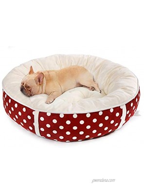 Calming Donut Cuddler Dog Bed Cat Bed Reversible Pet Bed for Small or Medium Dogs and Cats,Comfortable Cushion Bed with Polka Dot,Non-Slip Bottom