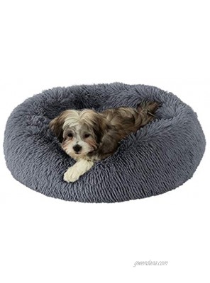 GM PET SUPPLIES Donut Cuddler Dog Bed Calming Orthopedic Round Pet Bed for Dogs and Cats Fluffy Faux Fur Dog Bed with Anti Slip Bottom for Small Medium and Large Dogs Machine Washable
