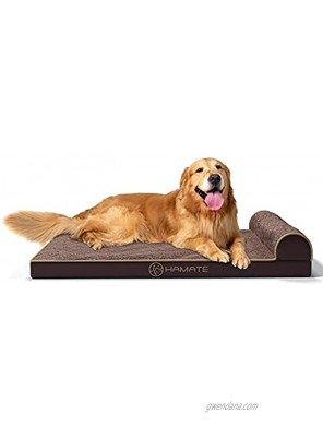HAMATE Dog Bed XL Large Foam Orthopedic Memory Pet Bed with Removable Washable Cover Side Pillow with Waterproof Lining Dog beds Extra Large Pet Dogs Bed Outdoor Indoor CushionXL Brown