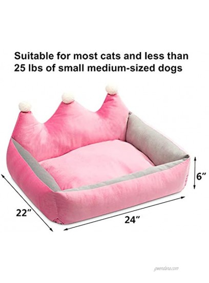 Hollypet Pet Bed for Dog and Cat Rectangle Plush Self-Warming Crown Puppy Sofa Mat Cushion