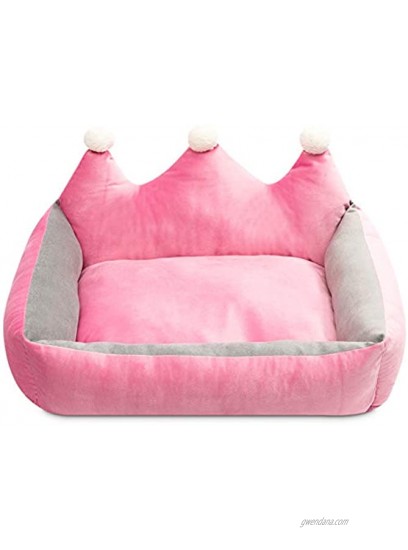 Hollypet Pet Bed for Dog and Cat Rectangle Plush Self-Warming Crown Puppy Sofa Mat Cushion