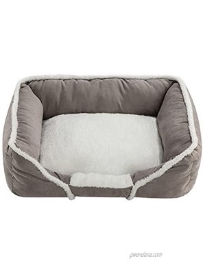 Hollypet Pet Bed for Small Medium Dog and Cat Plush Rectangle Nest Gray White Puppy Sleeping Bag Cushion Gray